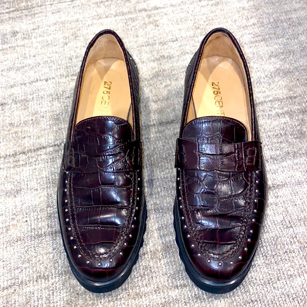 275 Central Brown croc leather penny loafers - made in Italy
